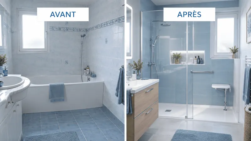 Baignoire remplacée par une douche extra-plate